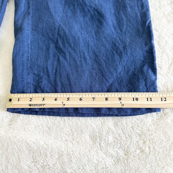 J. Jill Linen Pants Womens Size L Blue Wide Leg Cropped High Rise 100% Linen - Picture 10 of 10